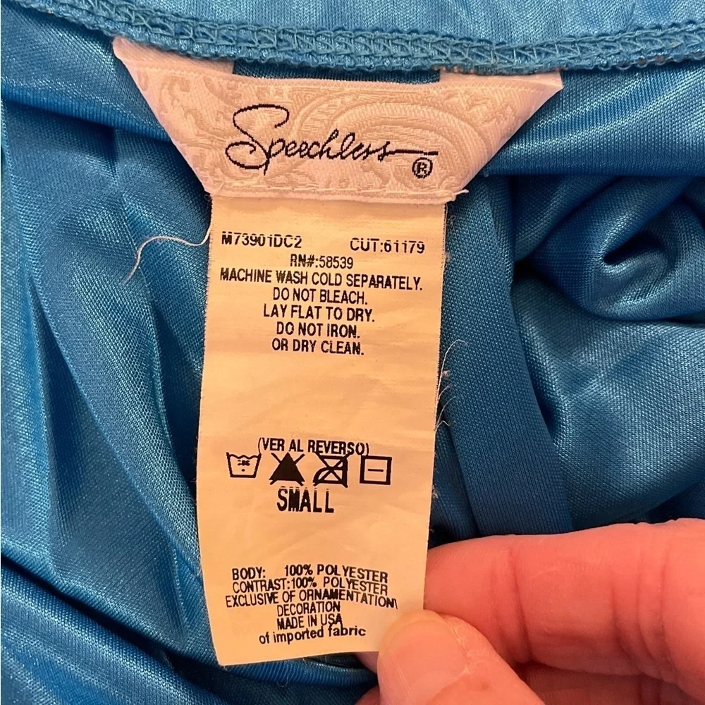 Speechless vintage electric blue halter fit & flare pleated party dress. Size S. - Picture 4 of 9